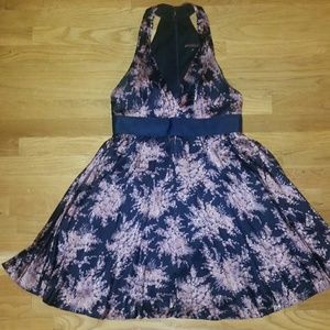 Floral satin halter/empire Betsey Johnson dress