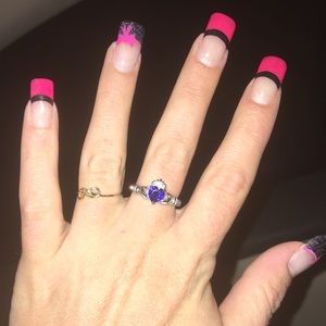 🎁Stainless steel Celtic love ring blue sapphire💕