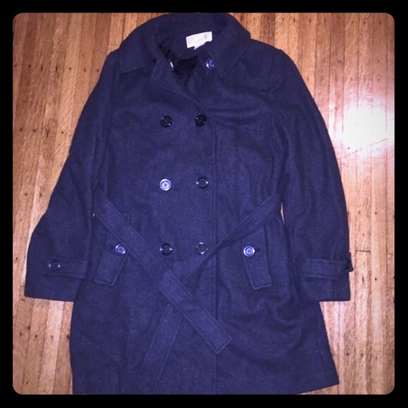 Michael Kors Belted Pea Coat Charcoal Size 12