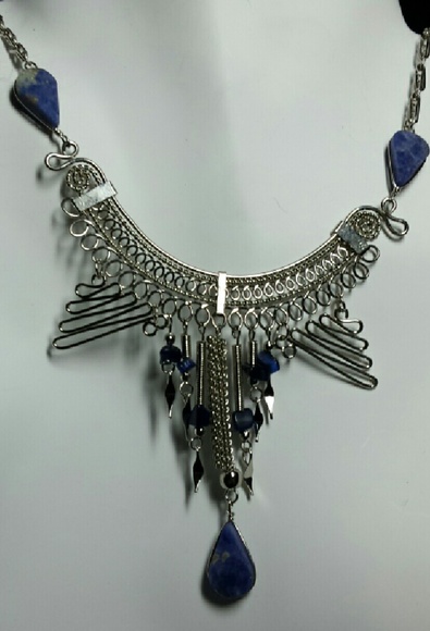 Alpaca silver & Sodalite necklace, N-17