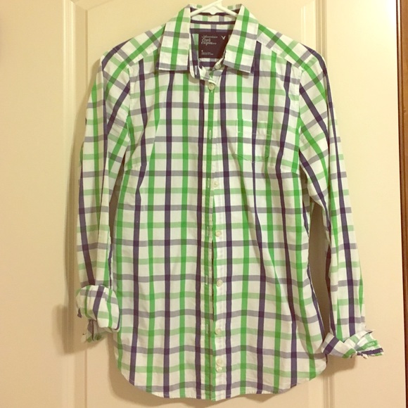 AE plaid boyfriend shirt
