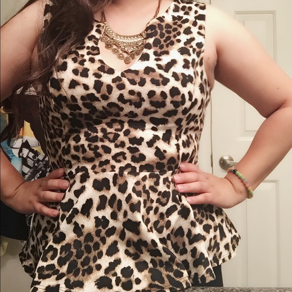 Leopard print skirt shirt