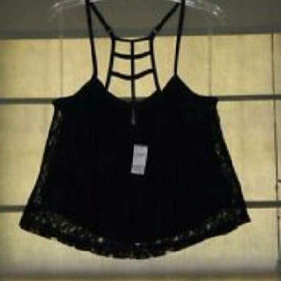 Black lace crop top
