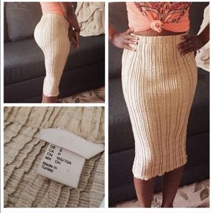H&M Gold Shimmer High-Waisted Tube Skirt