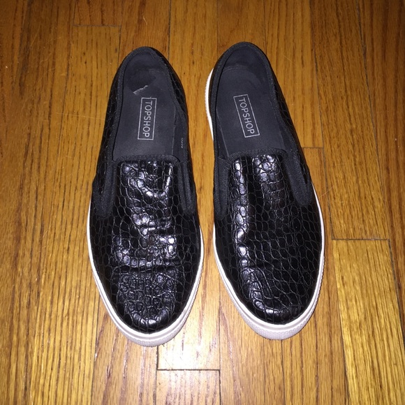 Topshop crocodile slip ons