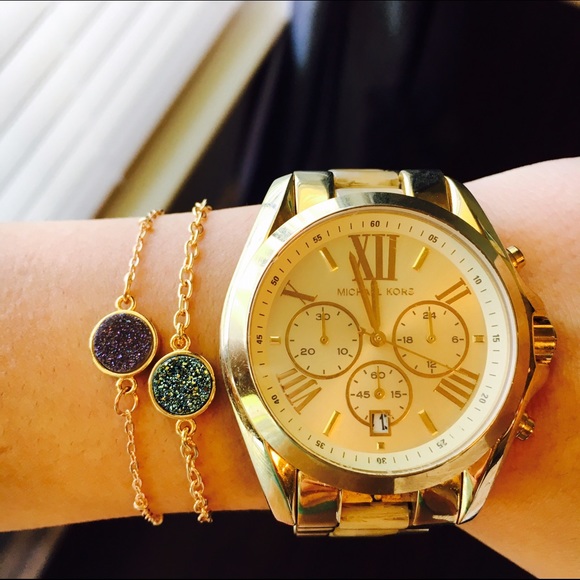 ๐HP๐ Gold Purple Drusy Round Pendant Bracelet - Picture 3 of 3