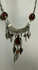 Alpaca silver & Lampwork glass necklace, N-25