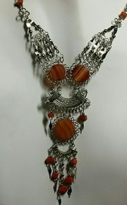 Alpaca silver & Carnelian necklace, N-31