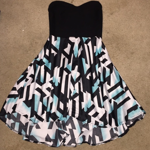 Patterned, slight high low dress.
