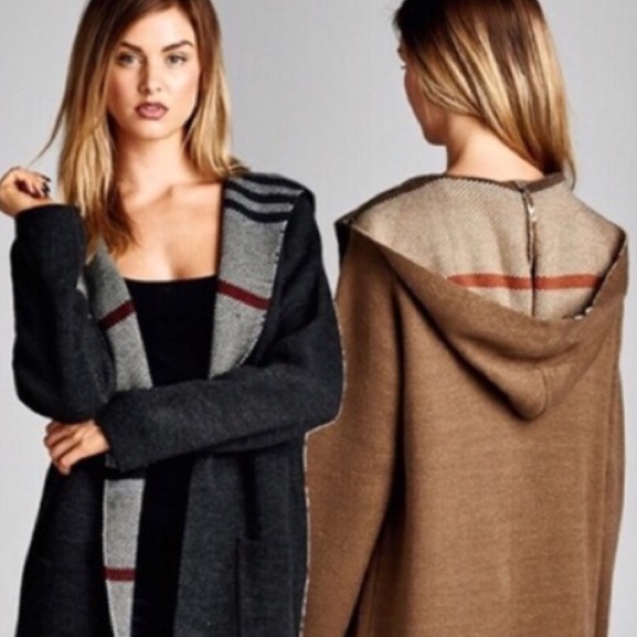 Charcoal Knit Hoodie Cardigan
