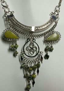 Alpaca silver & Peridot Jasper necklace, N-9