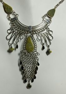 Alpaca silver & Peridot Jasper necklace, N-11