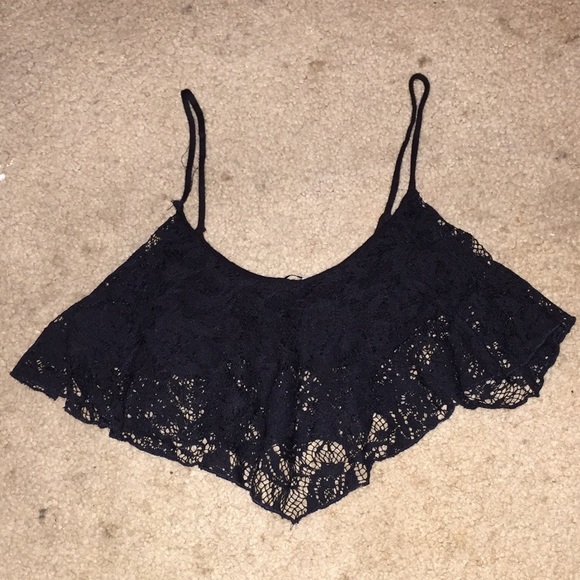 Black lace crop top