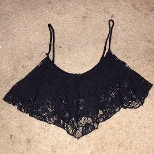 Black lace crop top