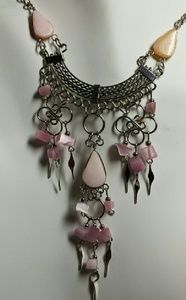 Alpaca silver & pink Jasper necklace, N-4