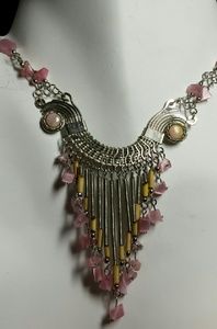 Alpaca silver & pink Jasper necklace, N-14