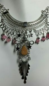 Alpaca silver & pink Jasper necklace, N-16