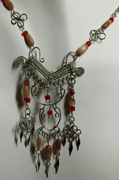 Alpaca silver & Glass necklace, N-24
