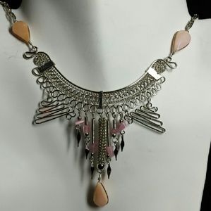 Alpaca silver & pink Jasper necklace, N-27