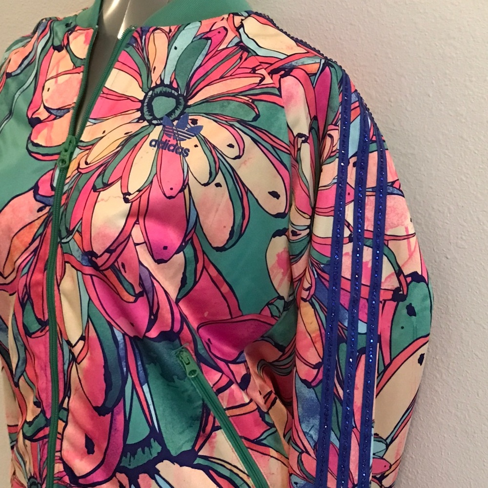 Rhinestone  Adidas Jacket Medium Sneakers Sz 8 - Picture 2 of 4