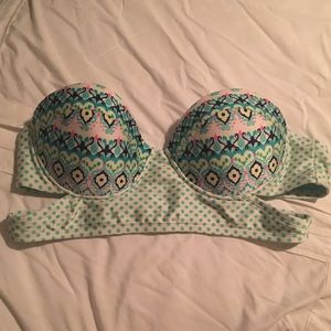 Multi Colored Printed Strapless Push- Up Swim Top