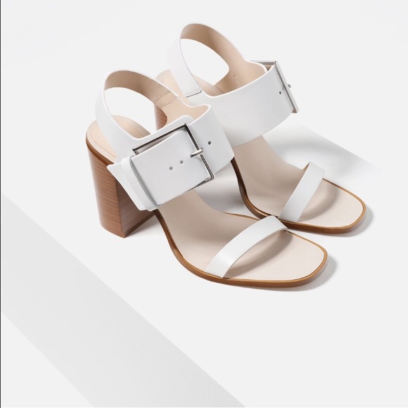 Zara leather high heal sandal with buckle