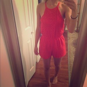Romper. Red/Burt orange