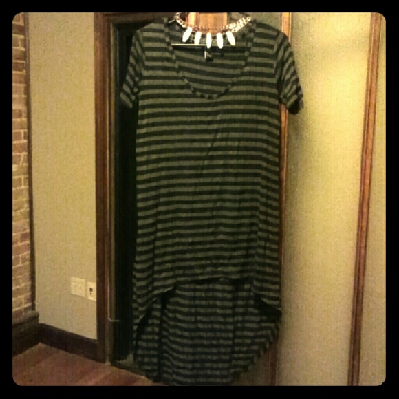 Long Army Green & Black Tee Dress