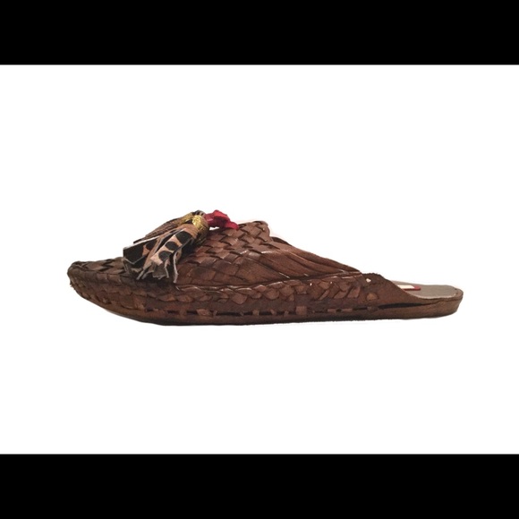 Black woven leather mules, babouche shoes - Picture 2 of 2