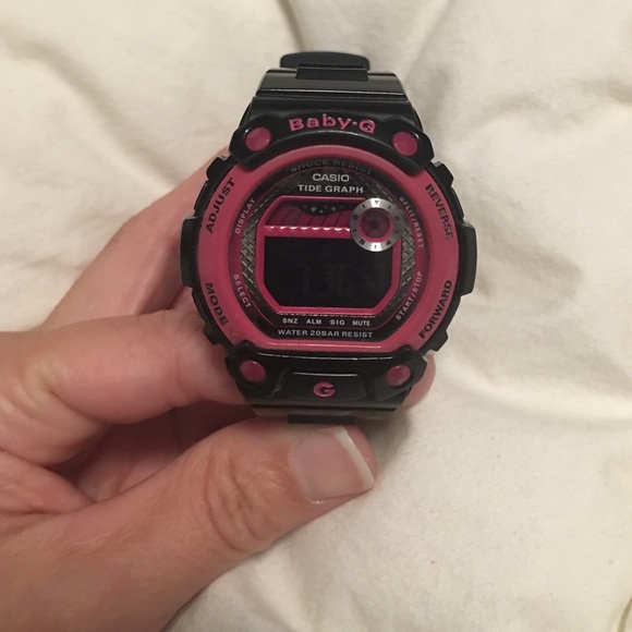 Black and pink Casio baby g digital watch