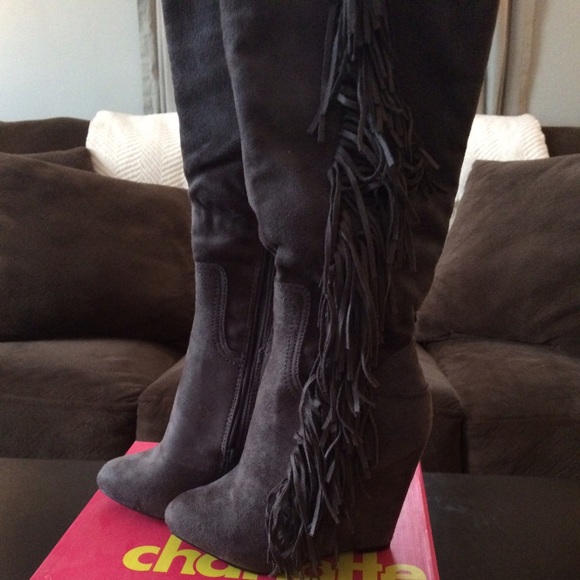 Grey Wedge Boots