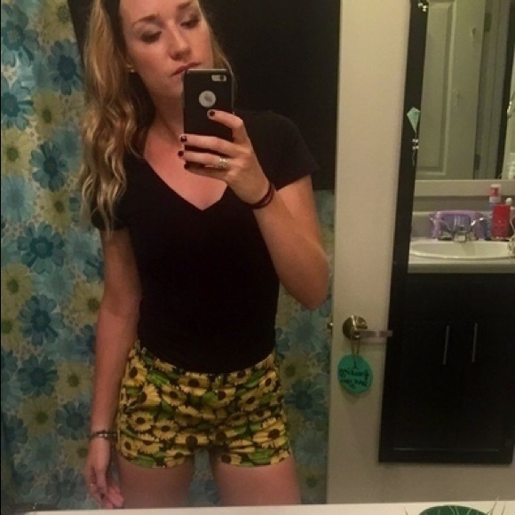 High Waisted Sunflower Shorts