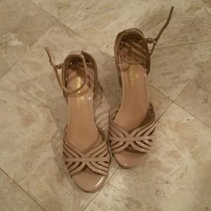 Pastel nude pink wedge sandals