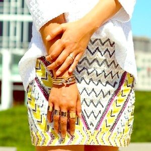 ZARA AZTEC ETHNIC SEQUIN EMBELLISHED BEADED SKIRT