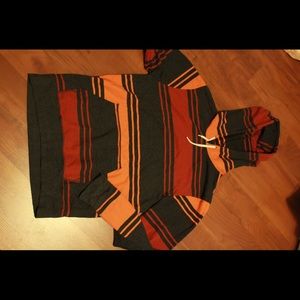Boys orange, red, and grey striped hoodie