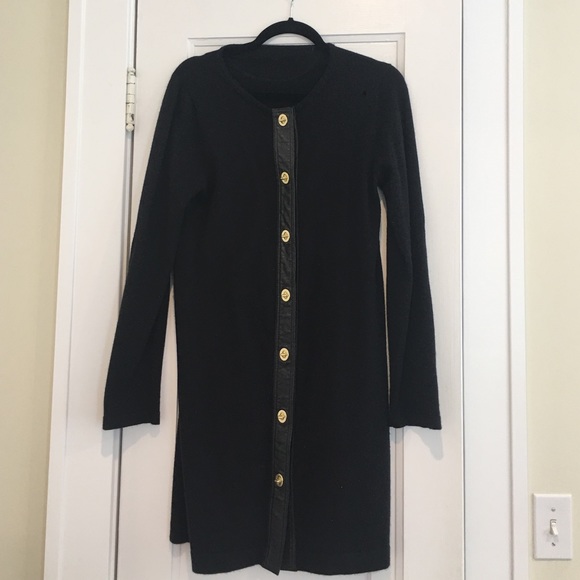 Coach turnlock long black cashmere cardigan