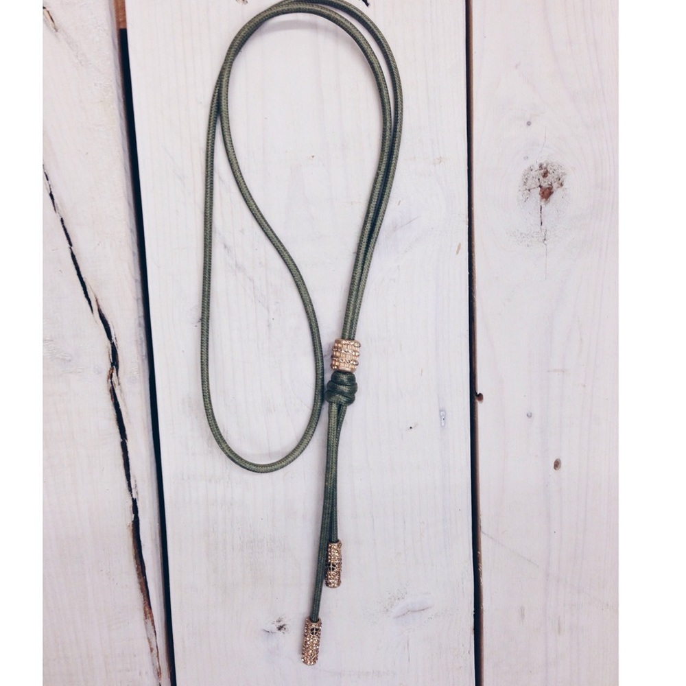 Green tie necklace