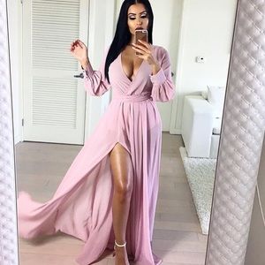 Dusty Rose Long Sleeve Maxi Dress