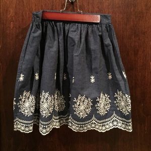 Creme and denim skirt
