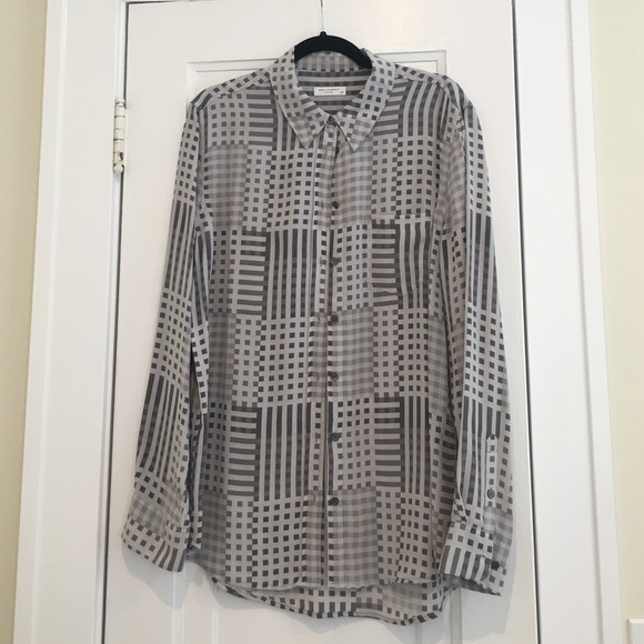 Gray plaid checked silk Equipment button-down