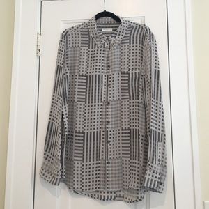 Gray plaid checked silk Equipment button-down