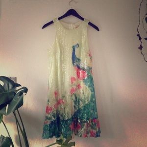 Anthropologie Leifsdottir shimmering plume dress