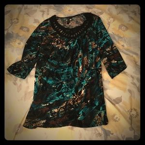 Paisley/Floral Top with Embroidered Detail!
