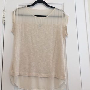 Oatmeal heather Ann Taylor cap sleeve blouse