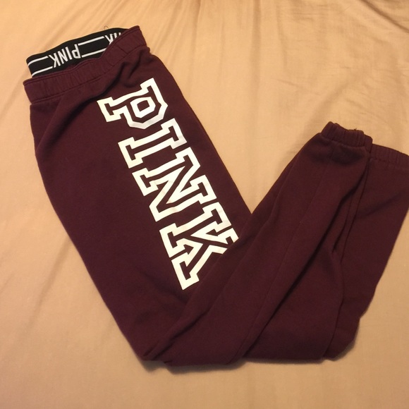 PINK Victoria's Secret Pants - 🚫 Sold on Ⓜ️🚫Victoria's Secret Maroon Sweatpants
