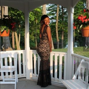 Black lace prom dress