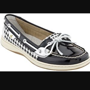 Black Hounds Tooth Sperry
