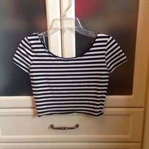 Black and White Striped Crop Top