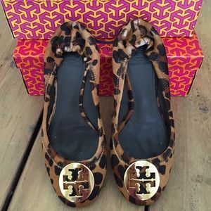 Tory Burch Reva Calfhair Leopard Flats