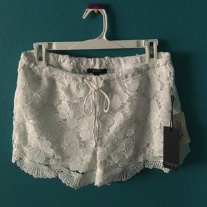 White, Lace Detail Shorts